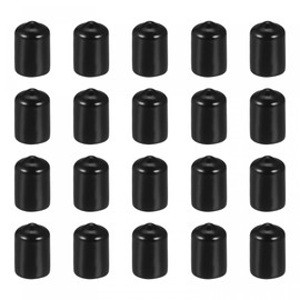 sourcing map 20 Pack 1/2"(12mm) ID Black Screw Thread Protectors Rubber End Caps Bolt Covers for Screw Bolt Furniture Pipe