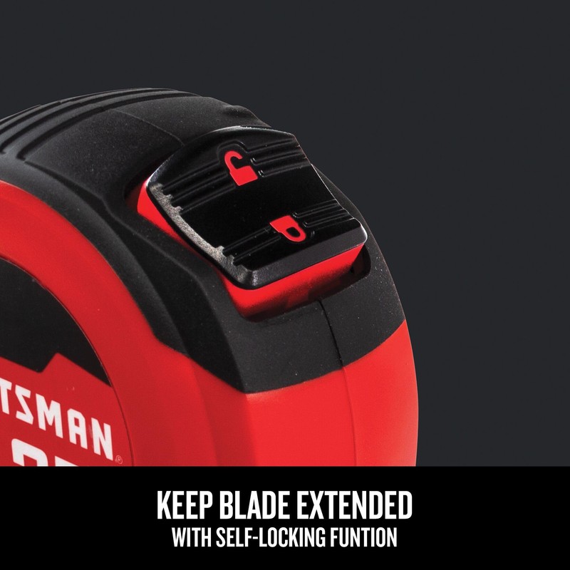 CRAFTSMAN 25-Ft Tape Measure with Fraction Markings, Retractable, Self-Locking Blade