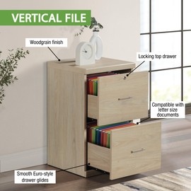 OSP Home Furnishings Alpine 2-Drawer Vertical File with Lockdowel Fastening System, 16.75 inches Wide, Norwegian Alder Finish