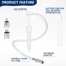 Lower Unit Gear Oil Pump for Standard Quart Bottles, Transfer Gear Oil Manual Pump with 3/8in 8mm 10mm Metal Adapters Set 8cc,Per Pump StrokeFit All Mercury and Mariner Outboards