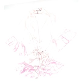 Victoria's Secret Satin Flounce Ruffle Kimono Robe (US, Alpha, X-Small, Small, Regular, Regular, Lt. Pink/Pink)