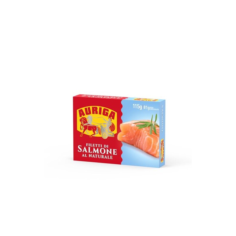 Auriga Filetti di Salmone al Naturale 115gr Cotti a Vapore.