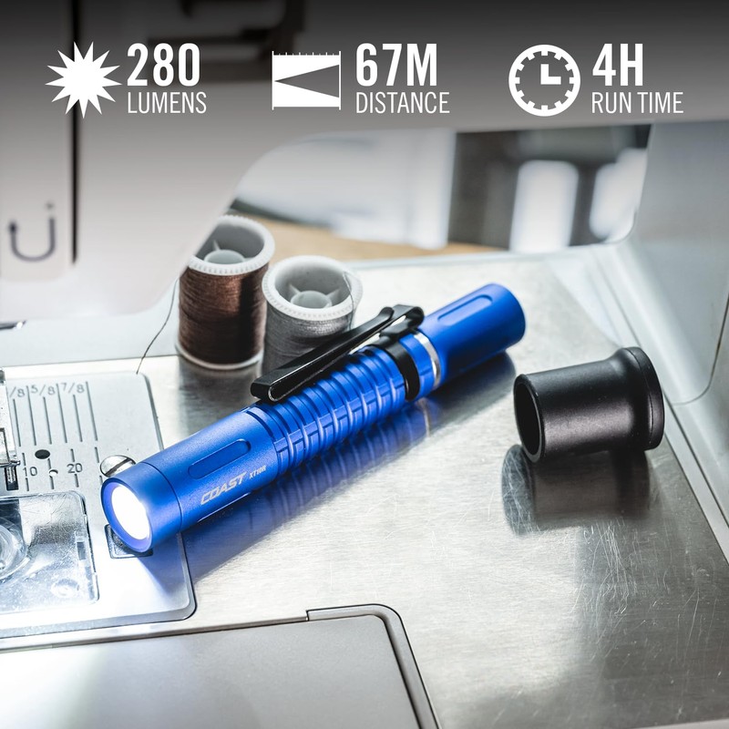 COAST XT10R 280 Lumen USB-C Rechargeable Pocket Flashlight/Penlight with TWIST