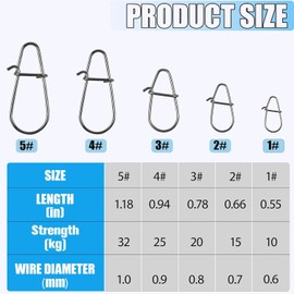 100 Pack Fishing Duo Lock Stainless Steel Crankbait Snaps Fishing Snap Clips Snaps Quick Change Fishing Clips Fast Speed Snap Hook Connector Freshwater Saltwater Bass Fishing (2# - 33lb - 100pcs)