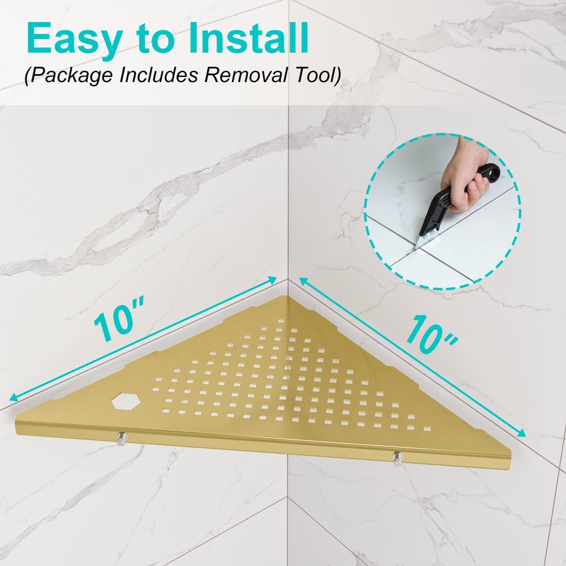 Qeke 10" Bathroom Corner Shelf, 2 Pack Recessed Shower Shelf