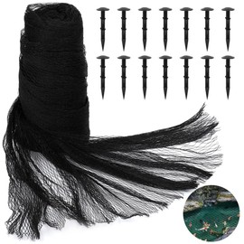 4.5m x 6m Koi Pond Pool Netting | Heavy-Duty Fine Mesh Netting with Stakes | Extra Fine Mesh Netting Cover Protect Koi Fish from Garden Birds Leaves Debris Cats (Black)