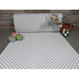 240 cm wide, sold by the metre, from 50 cm, poplin cotton fabric, children's fabrics, dots, baby fabrics, Ranforce craft fabric, Oeko-Tex VP0G029 (dots blue with white HG)
