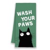 Xmsaitar Green Funny Black Cat Bathroom Kitchen Towels, Wash Your