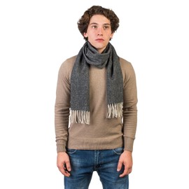 Dalle Piane Cashmere - Herringbone Wool and Cashmere Scarf, Made in Italy - Men, Color: Black, One Size