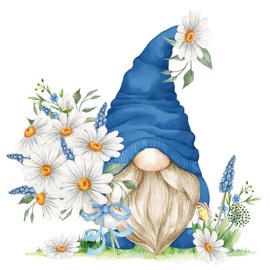 DYAIANGMU Stamping Cross Stitch Kit,Gnome Flower Cross Stitch Kit for Adult Beginners, Full Line DIY Cross Stitch Stitching Kit for Home Decor Cross Stitch Patterns 13.7x13.7 inches