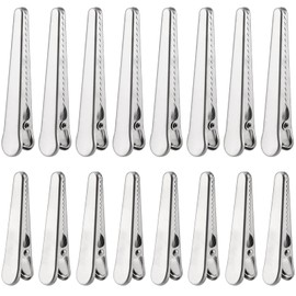 CHUEHKAK Pack of 16 Metal Sealing Clips, 2 Sizes, 8 cm and 11.5 cm, Bag Clips, Sealing Clips, Stainless Steel, Sealing Clips, Food Bag Clip, for Food, Bread, Silver