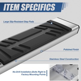 Auto Dynasty Running Boards Compatible with 2015-2024 Ford F-150 F-250 F-350 Super Duty Extended Cab, Stainless Steel Side Step Rail Nerf Bars, 6.5" Step Bars, Chrome