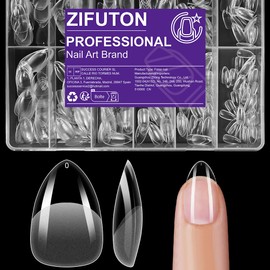 ZIFUTON 504 Stück Tips Für Gelnägel Almond Medium, 10 GrößEn Extra Breit, Soft Gel Press on Nails, Semi Frost, Gel Nail Tips Transparent, Mit Aufbewahrungskoffer-Dauerhaft-Nagelkunst DIY