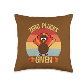 Retro Vintage Thanksgiving Turkey Costume Funny Turkey Zero Plucks Given Retro Vintage Thanksgiving Throw Pillow, 16x16, Multicolor