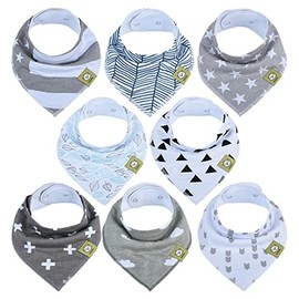 Organic Cotton Baby Dribble Bibs - Super Absorbent Bibs for Toddlers, Newborn - Baby Bibs 0-6 Months - Baby Bibs 6-12 Months - Teething Baby Bib - Newborn Bibs - Baby Bibs for Weaning (Grayscape)