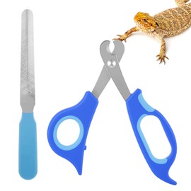 Qiuruoo Bearded Dragon Nail Clippers,Stainless Steel Bearded Dragon Accessories,Professional Grooming pet Tools Including Nail File and Scissors for Small Reptiles,Chameleon,Cats,Dogs,Iguana