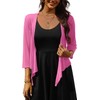 PrinStory Women's Tie Front Shrug 3/4 Sleeve Bolero Cardigan Lightweight
