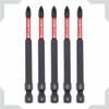 5X Bull Bits 90mm PZ1 Impact Screwdriver Bits Set – Pozi Pozidriv, Shock Zone, S2 Steel, Torsion Zone