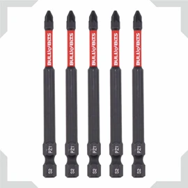 5X Bull Bits 90mm PZ1 Impact Screwdriver Bits Set – Pozi Pozidriv, Shock Zone, S2 Steel, Torsion Zone