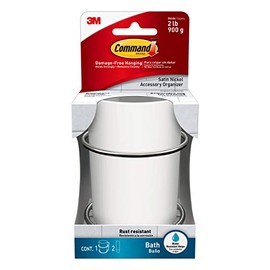 Command Bath Accessories Organiser, Satin Nickel/White, Damage-Free