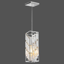 Chrome Pendant Lights Kitchen Island 1 Pack, Mini Crystal Chandeliers, Modern Pendant Lights Ceiling Lighting Fixtures for Kitchen Island, Dinning Room, Bedroom