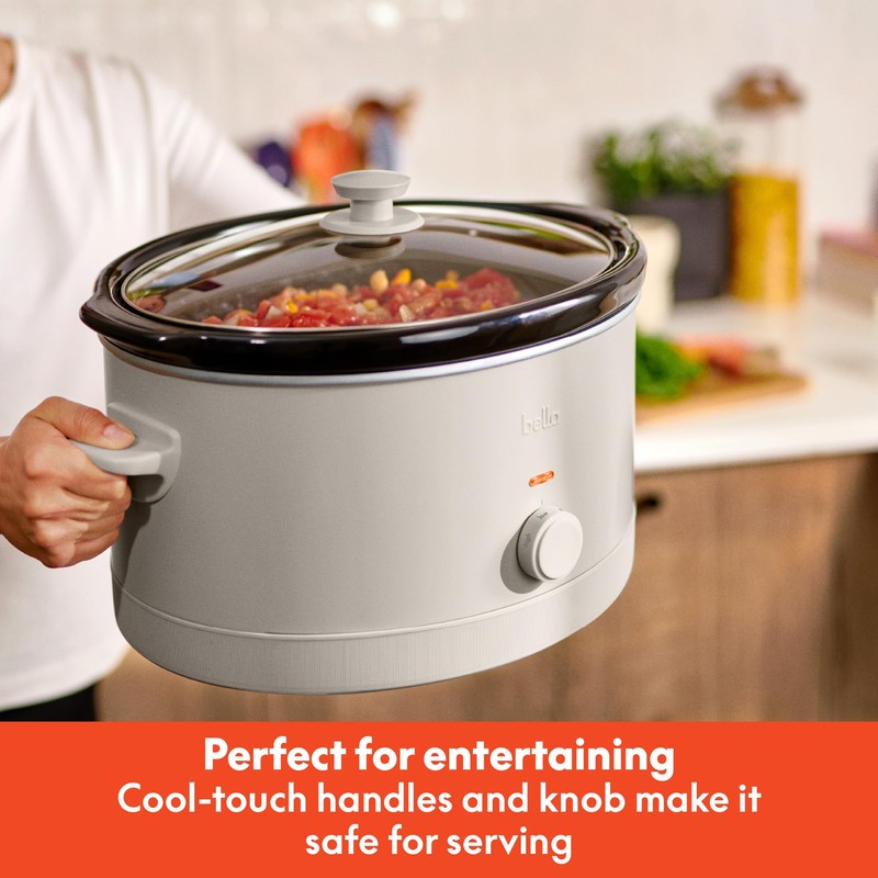 bella 6.0 Qt Manual Slow Cooker, EverGood™ Ceramic Nonstick Coating,