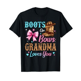 Boots or Bows Grandma Loves You Gender Reveal Family T-Shirt