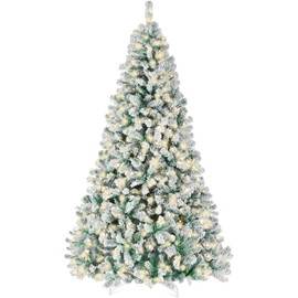 Best Choice Products Pre-Lit Sage Green Christmas Tree, 7.5ft Artificial Flocked Full Fir Tree, Holiday Decoration w/ 550 Lights, 1,346 Branch Tips
