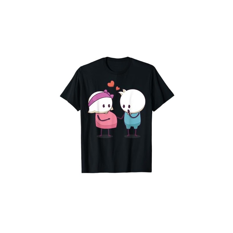 Cute Cartoon Characters Sharing Hearts For Kids T-Shirt
