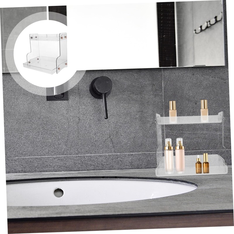 KICHOUSE 2-Tier Cosmetic Storage Organizer Wall-Mounted Vanity Organizer for Bathroom