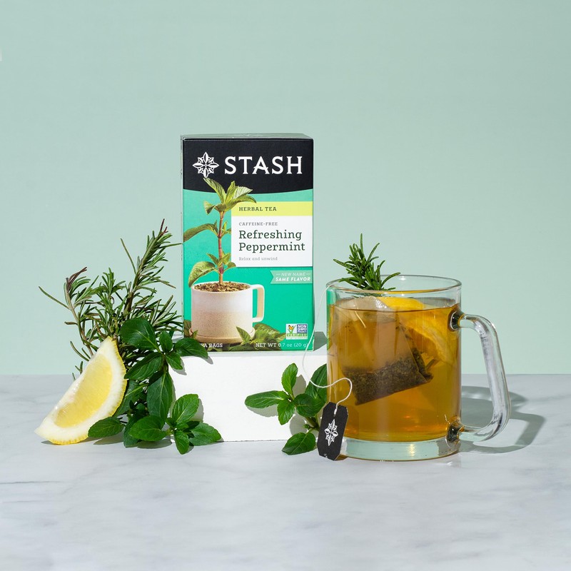 Stash Tea Peppermint Herbal Tea - Naturally Caffeine Free, Non-GMO