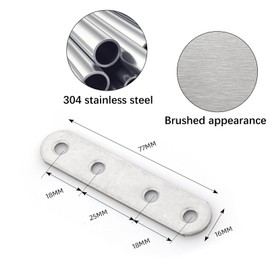 Stainless Steel Flat Connector, Connecting Plates, Pack of 20 Stainless Steel Perforated Plates, Flat Connector, Bracket Metal Connector, Perforated Plate, Perforated Plate for Indoor and Outdoor Use