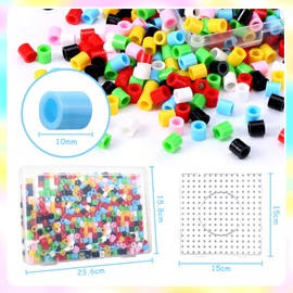 Fontien Ironing Beads Set 10 mm Ironing Beads Plates 700 Pieces Beads 7 Colours Children Crafts DIY Gifts for Easter Birthday Party