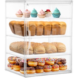 Homaisson Pastry Display Case, 4-Layer Adjustable Clear Bread Storage with Adsorbent Door, Large Adjustable Bread Storage, Bread Box for Kitchen Countertop, Pastry Display Case, 10.6×8.7×14.2"