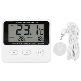 Freezer Thermometer with External Sensor, LCD Display Digital Refrigerator High Low Temperature Alarm Function Fridge Indoor Outdoor Universal Drop for Home Lab