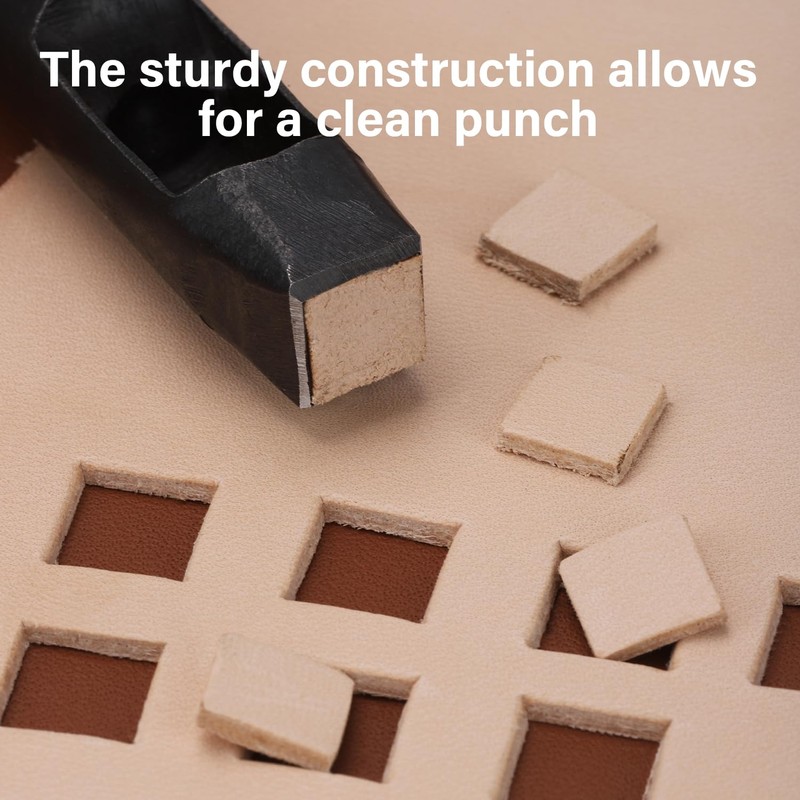 WUTA 5 Sets Square Hole Punch Leather Craft End Punch
