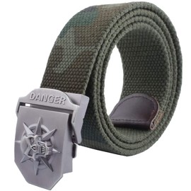 ONE LIMITATION BP001 Skull Buckle Braided Belt, Casual, Camouflage, One Size Fits Most