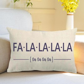 Set of 2 Christmas Decor Throw Pillow Covers Navy Blue Winter Holiday Falalalala.Rectangular/Waist Cushion Cover Farmhouse Merry Christmas Pillowcases 12" x 20",for Sofa Porch Patio (Blue, 12"×20")