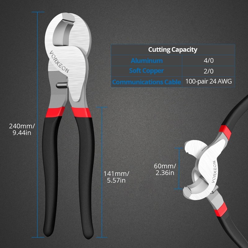 VORXEON Cable Cutter 10inch Heavy Duty Large High Leverage Cutter