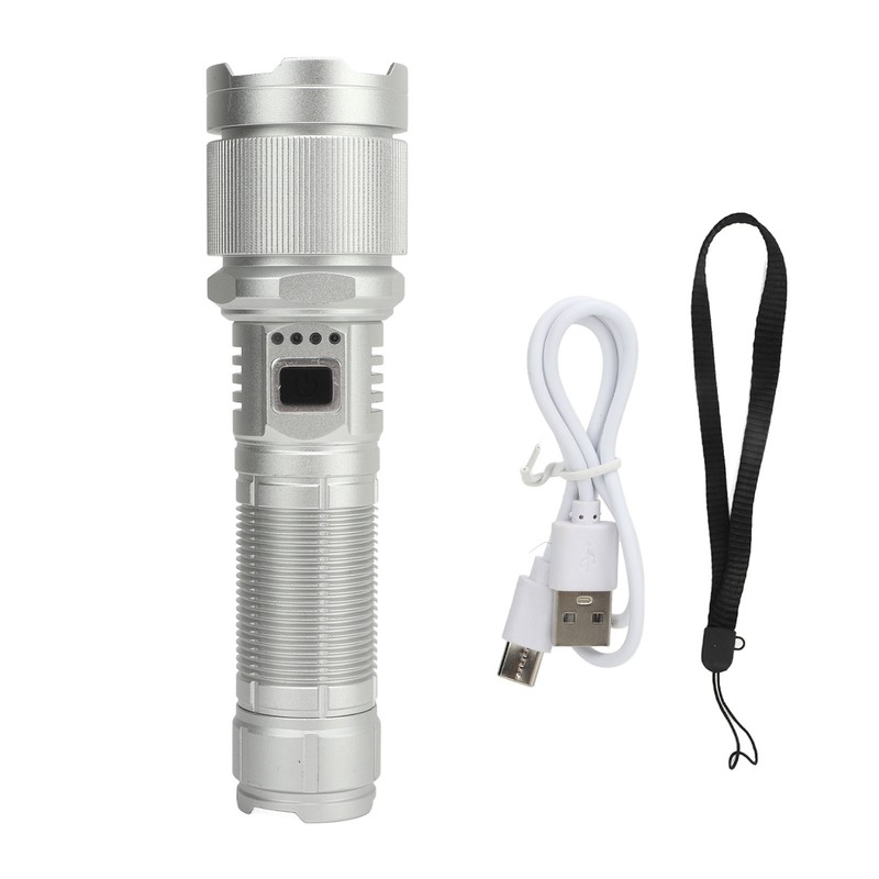 Rechargeable LED Flashlight High Luminous Flux 8000LM Telescopic Zoom Handheld