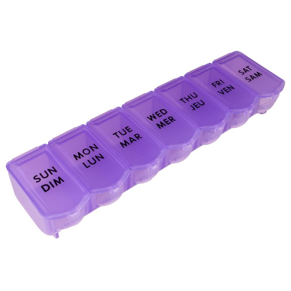 Apex 7 Day Bubble Lok Weekly Pill Organizer, Weekly Pill Organizer, Daily, Easy-Open, See-Through Lids, Organize Medication or Vitamins, Lavender