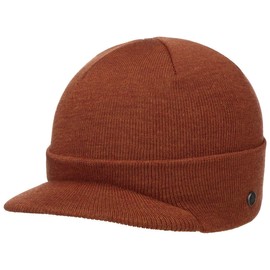 LIERYS Fine Merino Knitted Cap Women's/Men – Winter Hat Made of Merino Wool – Knitted Hat in One Size (54-59 cm) – Hat with Peak Autumn/Winter, rust, Unit size