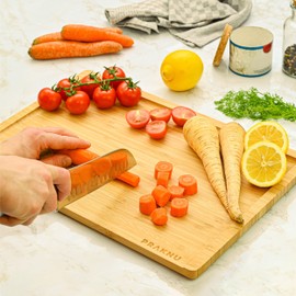 Large Wooden Chopping Board XXL - with Juice Groove - Made of Solid Sustainable FSC Bamboo Wood - 2-in-1 Board and Serving Tray