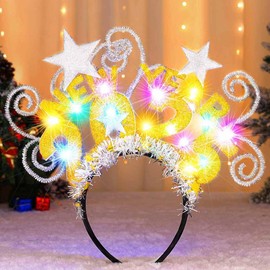 Evlry LED Christmas Headband Light Up 2025 New Year Headbands Sparkly Christmas Hair Accessories for Women