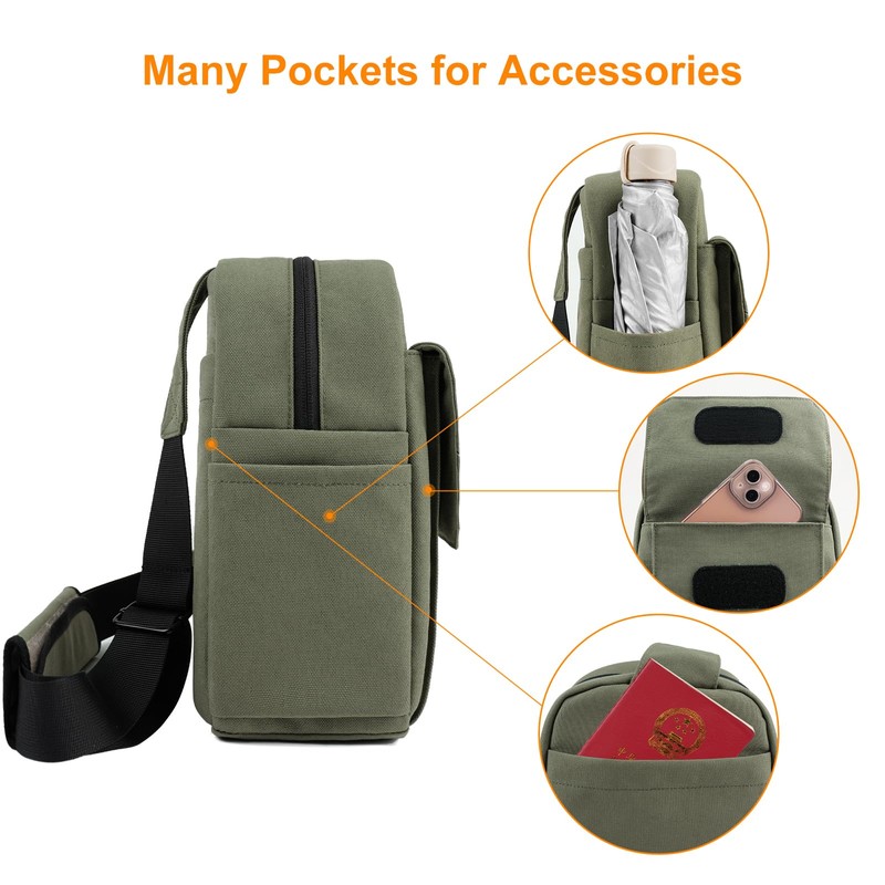 TULLIO Small Camera Bag Crossbody Nylon Sling Bag Purse Waterproof