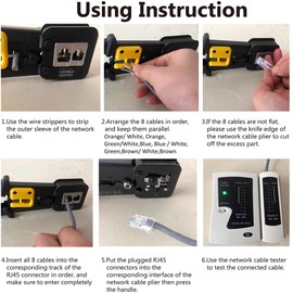 LEATBUY RJ45 Crimper Kit CAT5 CAT6 Crimping Tool Set for Pass Through with 50PCS Crimp Connectors, 50PCS Covers Network Wire Stripper Kit Punch Down Plier Ethernet Cutter(Dark)