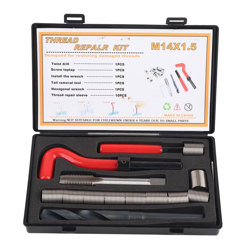 15 Piece Thread Repair Kit M14x1.5 Thread Insert Repair Parts