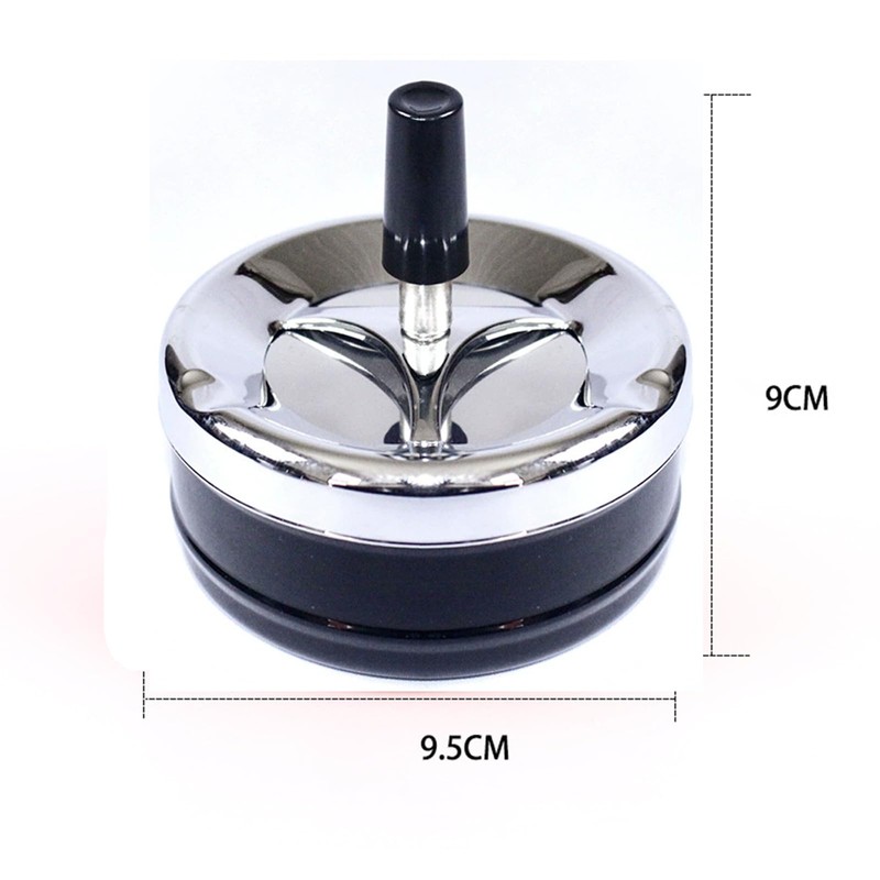 Yuelulala 3PCS Spinning Ashless Ashtray Extra Large Chrome Windproof Ashtray