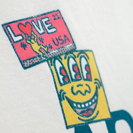 Keith Haring Juniors Elevated Gloss Ink Sticker Collage Medium White Muscle Tank for Women