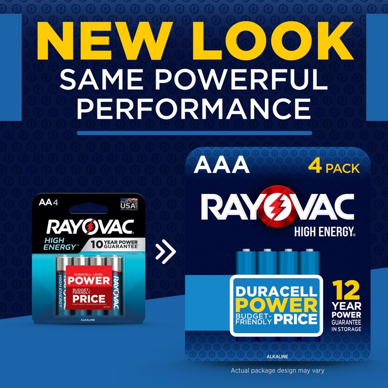 RAYOVAC Rechargeable AAA Batteries (4 Pack), NiMH Triple A Rechargeable